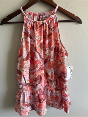 Nine West Pink & Coral Floral Halter Top